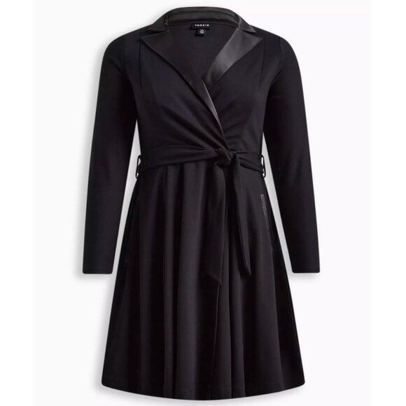NWT Torrid Black Mini Tuxedo Dress 18 - Picture 5 of 11